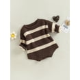 thumbnail image 3 of Bagilaanoe Newborn Baby Girl Boy Knit Romper Sweatshirt Long Sleeve Bodysuit Striped Pullover 3M 6M 12M 18M 24M Infant Casual Tee Tops, 3 of 9