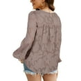 thumbnail image 3 of Xmarks Women's Lantern Sleeve Crewneck Loose Babydoll Shirt Loose Blouse, 3 of 14