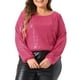 thumbnail image 1 of Blusa de lentejuelas brillantes de tama?o grande para mujer GRACE & GRANDEUR, con mangas largas, para conciertos, fiestas y discotecas, 2X, color rosa intenso, 1 of 1