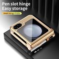 thumbnail image 6 of Nalacover for Samsung Galaxy Z Flip5 Protective Folding Case, S Pen Holder Hinge Protection Lytchee Pattern PU Leather Cover with Pen Stylus, Shockproof Full Coverage Case,Gold, 6 of 7