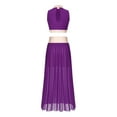 thumbnail image 4 of iiniim Womens Lyrical Dance Costume Sleeveless Crop Top with Side Split Skirt Ballet Dancewear Purple XL, 4 of 7