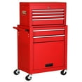 thumbnail image 1 of Costway Armoire Roulante 2 en 1 Coffre de Rangement Organisateur avec 6 Tiroirs Rouge, 1 of 9