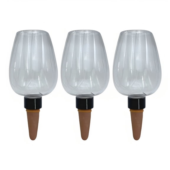 3 Pcs Plant Self Watering Globes, 11.83 oz Slow Release Automatic Watering System Clear Bulbs with Rose Design, Ceramic Spikes for Indoor House Plants