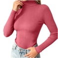 thumbnail image 4 of ZUBKTES Sweaters for Women Solid Stretchable Turtleneck Sweater Fall Winter Base Ribbed Long Sleeve Slim Fit Lightweight Pullover, 4 of 7