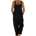thumbnail image 5 of Azrian Oversized Denim Overalls with Adjustable Straps - Womens Casual Loose Sleeveless Overalls Suspenders With Pockets Jumpsuit, 5 of 6