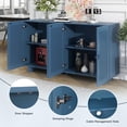 thumbnail image 5 of Buffet Sideboard with 4 Hollow Doors, Buffet Cabinet with Wire Management Holes, TUANLUO Sideboard Cabinet with Adjustable Shelves, Wood Storage Cabinet Furniture for Kitchen Dining Room, Blue, 5 of 10