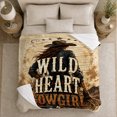 thumbnail image 5 of Wild Heart Cowgirl Western Ranch Scene, Peaceful Mountain Lake Scene, Warm Flannel Blanket for Cabin and Lodge, Outdoor Lovers Thanksgiving Gift, Artistic Home Decor, 5 of 9