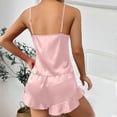 thumbnail image 3 of Women's 3 Piece Satin Pajama Set Camisole Top and Shorts Pajama Set with Robe, 3 of 5