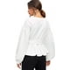 thumbnail image 2 of Blusa cruzada con cuello en V, manga larga y volantes para mujer, 2 of 4