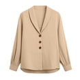 thumbnail image 4 of Conairie Womens Linen Shirts Solid Regular Fit Collar Long Sleeve Button Down Shirt Comfortable Beach Vacation Clothes Summer 2026 Khaki XXL, 4 of 4