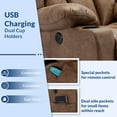 thumbnail image 4 of SOCIALCOMFY Manual Swivel Glider Rocker Recliner Chair with Heated Massage, 360° Swivel Overstuffed Lounge Chair with 2 Cup Holders, Side Pockets & USB Ports for Living Room, Brown, 4 of 7