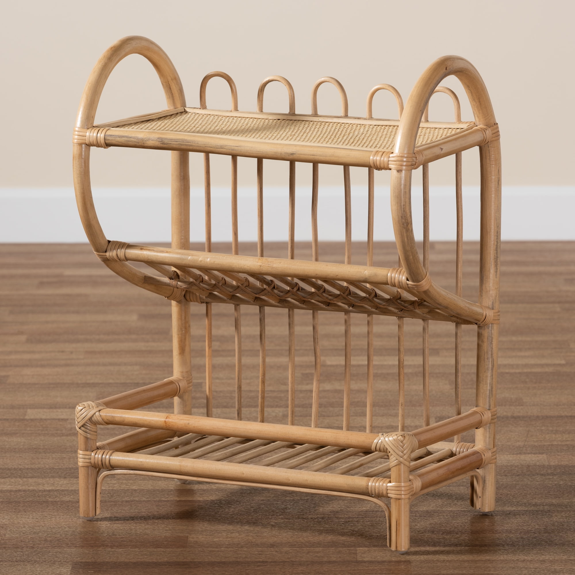 bali & pari Liora Rattan 2 Tier Bookcase, Brown