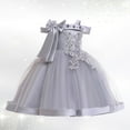 thumbnail image 2 of Huowey Little Girls' Off Shoulder Bow Evening Gown Princess Pageant Dress For Birthday Parties & Stage Performances, 2 of 6