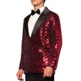 thumbnail image 4 of BLAZERS DE HOMBRE INSPIRE CHIC Con Solapa Pico Un Botón Brillante Argyle Paillettes M Rojo, 4 of 5