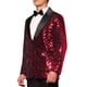 thumbnail image 4 of BLAZERS DE HOMBRE INSPIRE CHIC Con Solapa Pico, Un Botón, Brillante, Argyle, Lentejuelas, Rojo, 4 of 5