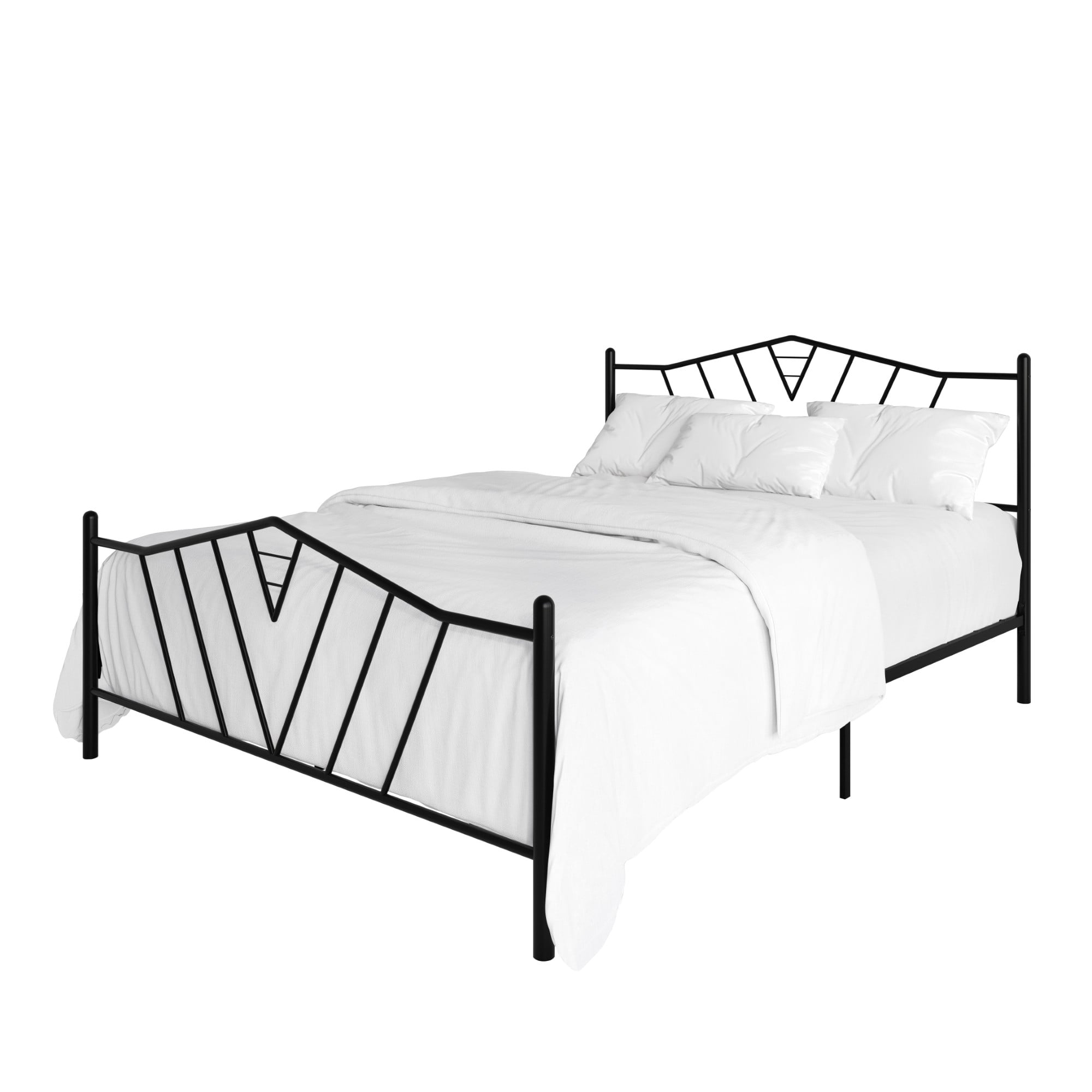 Home Design Valdosta Twin Metal Platform Bed, No Box Spring Required, Modern Design, Easy Assembly, Black