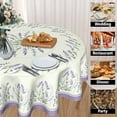 thumbnail image 4 of Purple Lavender Floral Tablecloth Round 60 Inch,Spring Summer Flower Polyester Circle Table Cloth Wrinkle Stain Resistant Washable Table Cover for Kitchen Dining Room Party Picnic, 4 of 6