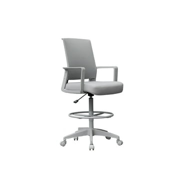 Boss Office Products Mesh High Back Flip Arm  Stool Task Chair, Grey/White