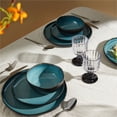 thumbnail image 2 of Pokini 12-Piece Stoneware Dinnerware Sets, Kitchen Plates and Bowls Sets, Dish Sets for 4,Green Black, 2 of 8