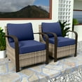 thumbnail image 5 of EAGLE PEAK Coastal Vista Outdoor Patio Ratten Wicker Lounge Chair With Blue Cushion(2 pack), 5 of 7
