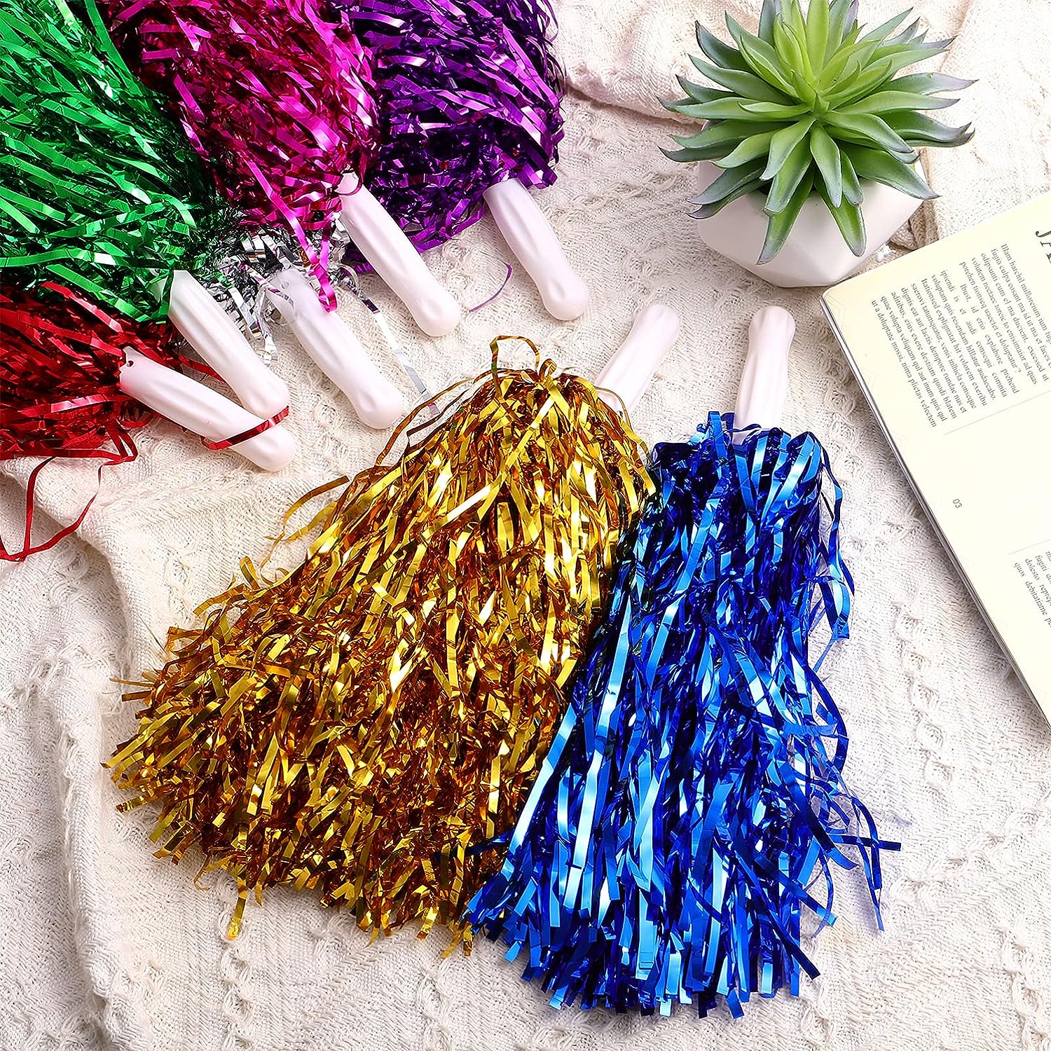 LINLIN 14Pcs Cheerleading Pom Poms Hand Flowers Cheerleader Pompoms Pom Sports Team Cheering Ball for Dance Fancy Dress Night Party