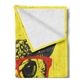 thumbnail image 2 of Modern Soft Flannel Fleece Throw Blanket, Owl with Glasses Portrait Hipster Nocturnal Animal Grunge Humor Graphic, Cozy Plush for Indoor and Outdoor Use, 70" x 90", Dark Grey Yellow Red, by Ambesonne, 2 of 5