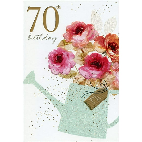 Pictura Watering Can With Roses Sara Miller Feminine 70th Birthday Card for Her / Woman