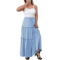 thumbnail image 3 of a.Jesdani Women Plus size Long Maxi Skirts Elastic High Waist A Line Ruffle Swing Beach Maxi Skirt L-4x, 3 of 6