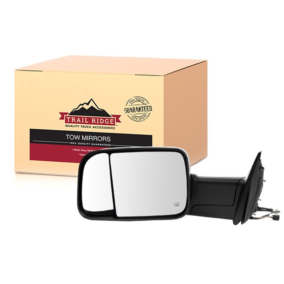 Trail Ridge Mirror Tow Power Heated Signal Puddle Light Textured Black Left LH for Ram PU