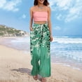 thumbnail image 2 of Wutalume Women's Wide Leg Pants with Pockets, Floral Print Elastic High Waist Loose Fit Trousers, Lightweight Summer Bottoms for Vacation,Green M, 2 of 8
