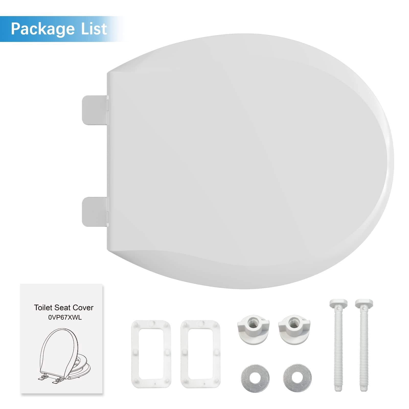 16" Round Toilet Seat with Child & Adult,No-Wobble Design, Easy Clean White Bathroom Replacement, Fits Standard American Toilets, Ideal for Seniors, Apartments & Rental Homes
