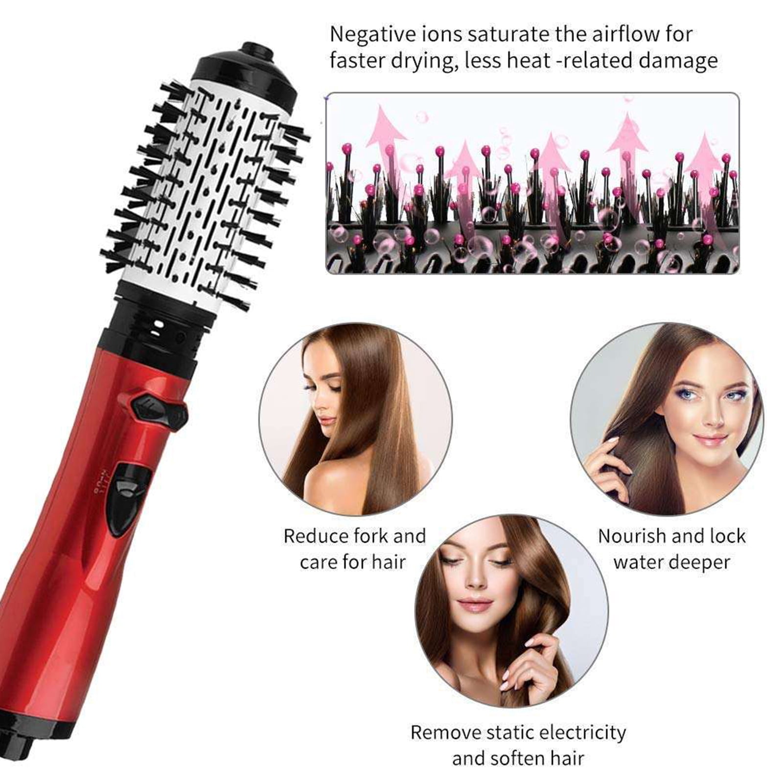 3 in 1 Hot Air Styler and Rotating Hair Dryer,Cepillo Giratorio Secador De Cabello,3-in-1 Hot Air Styler and 360 Rotating Hair Dryer for Dry Hair, Curl Hair, Straighten Hair