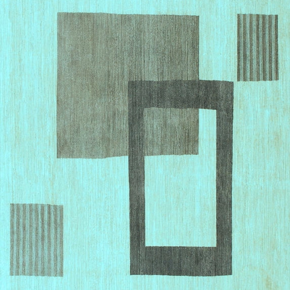 Ahgly Company Indoor Square Solid Light Blue Modern Area Rugs, 8' Square