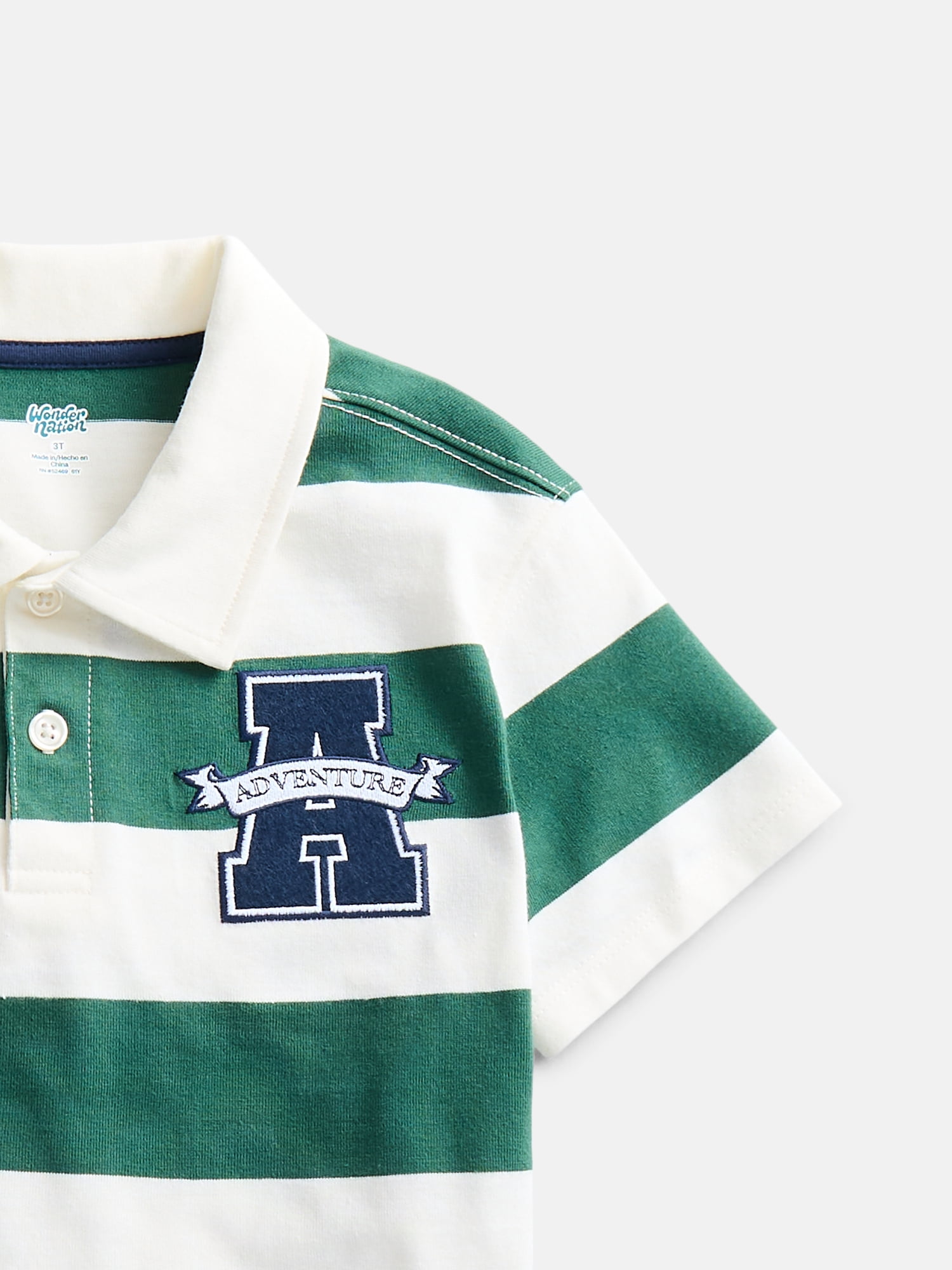 Wonder Nation Toddler Boys Rugby Polo Shirt with Short Sleeves, Sizes 12M-5T