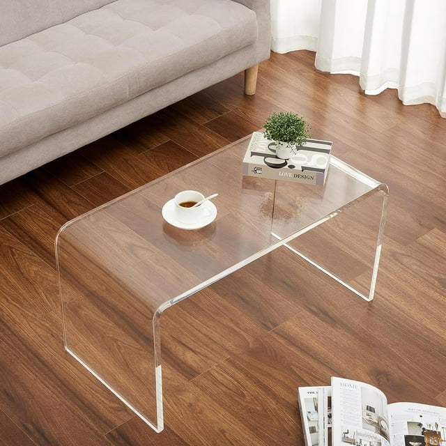 Kojooin Table Basse en Acrylique Transparent en Forme de U, Table d'Appoint Moderne Transparente pour Salon Ou Cour