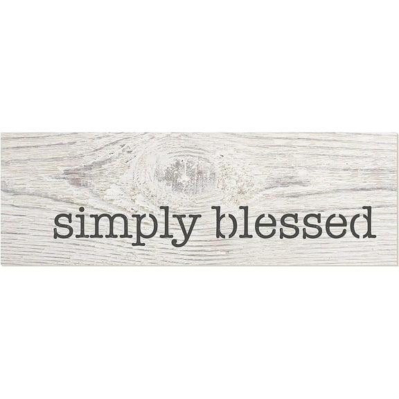Simply Blessed White Rustic Wood Sign 6x18