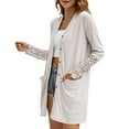 thumbnail image 1 of Manteau d'Automne Hiver pour Dames Cardigan Mi-Long Ouvert devant Manteau Col Rond Trench-Coat Couleur Unie Mode Manteau Extérieur Manches Longues Tricoté, 1 of 5
