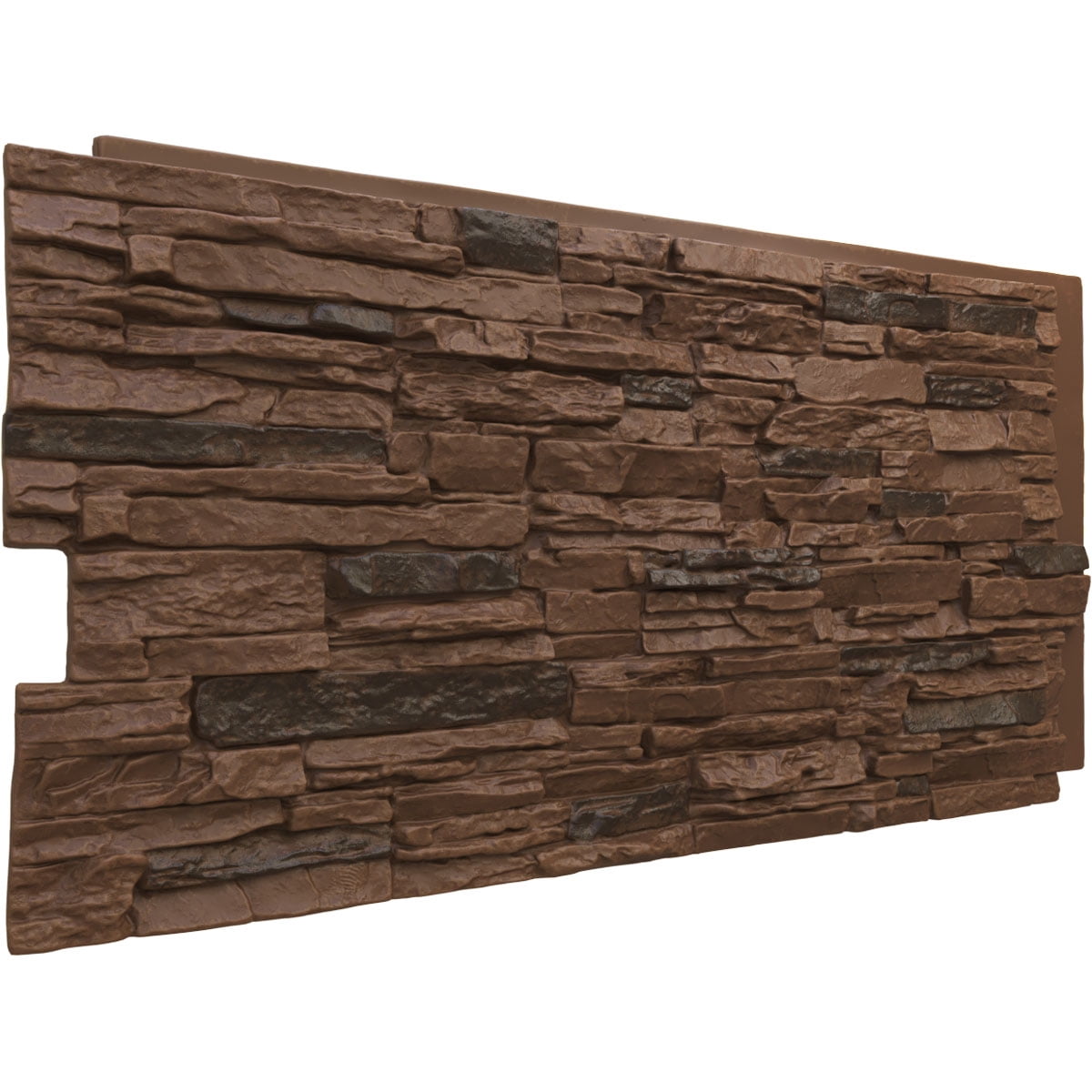 Ekena Millwork 45.75"W x 24.50"H x 1.25"D Canyon Ridge Stacked Stone, StoneWall Faux Stone Siding Panel, Canyon Brown