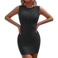 thumbnail image 3 of Women Summer Tank Dress Crewneck Sleeveless Ribbed Knit Slim Fit Bodycon Mini Dresses Solid Color Casual Dress, 3 of 6