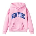 thumbnail image 4 of Telankuip Trendy New York Girls Pullover Hoodies Loose Fit Long Sleeve Kids Hooded Sweatshirts Drawstring Drop Shoulder Casual Comfort Warm Workout Fall Winter Tops Pink 7-8 Years, 4 of 4