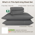 thumbnail image 4 of California Design Den Split King Sheets Sets For Adjustable Bed - 800 Thread Count 100% Cotton Sateen - Deep Pocket - 5 Piece Set with 2 Twin-XL Fitted Sheets, Grey, 4 of 9