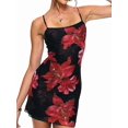 thumbnail image 2 of Women Floral Bohemian Spaghetti Strap Sleeveless Bodycon Dress Short Suspenders Swing Dress Clubwear Y2K Black Print L, 2 of 9