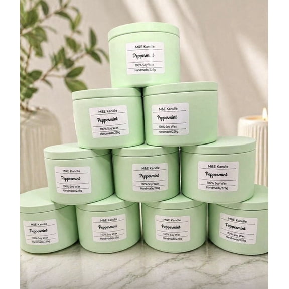 Peppermint tin candle