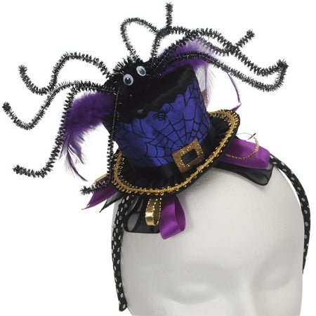 Steampunk Spider Witch Halloween Mini Top Hat Headband, Blue Purple, One Size