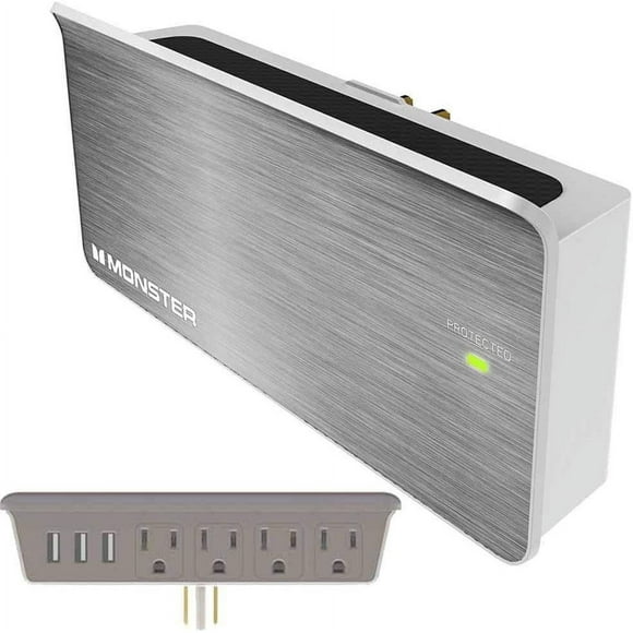 Monster Charge Rapide, Finition Métallique Power Gold 430 USB, 4 Prises et 3 Ports USB, (MP GLD KTC 430 USB EFS)