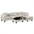 thumbnail image 3 of Aukfa 3 Piece Living Room Sectional Couch with Chaise, Storage Ottoman, Cup Holder, Light Gray, 3 of 10