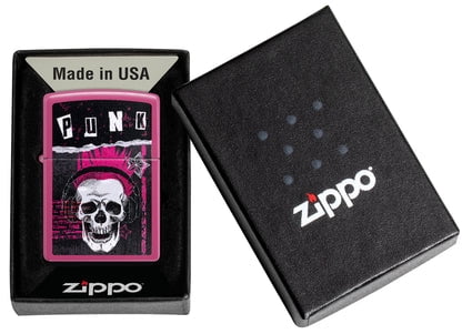 Zippo Lighter - Customized Engraved Message on Windproof Punk Skull Design 46430