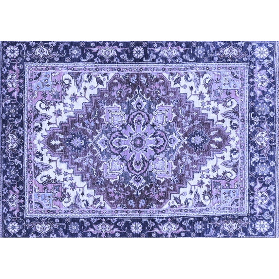 Ahgly Company Machine Washable Indoor Rectangle Persian Blue Traditional Area Rugs, 6' x 9'