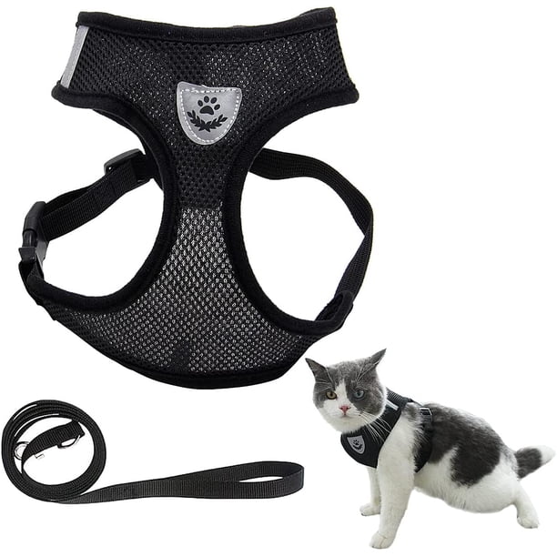 Arnés para Gatos Correa para Perros pequeños Arnés Ajustable para Gatitos, Arnés para Perros y Gatos Antiescape, Arnés de Malla Suave Reflectante para Cachorros, Gatitos (M, Negro) Sincero Electrónica