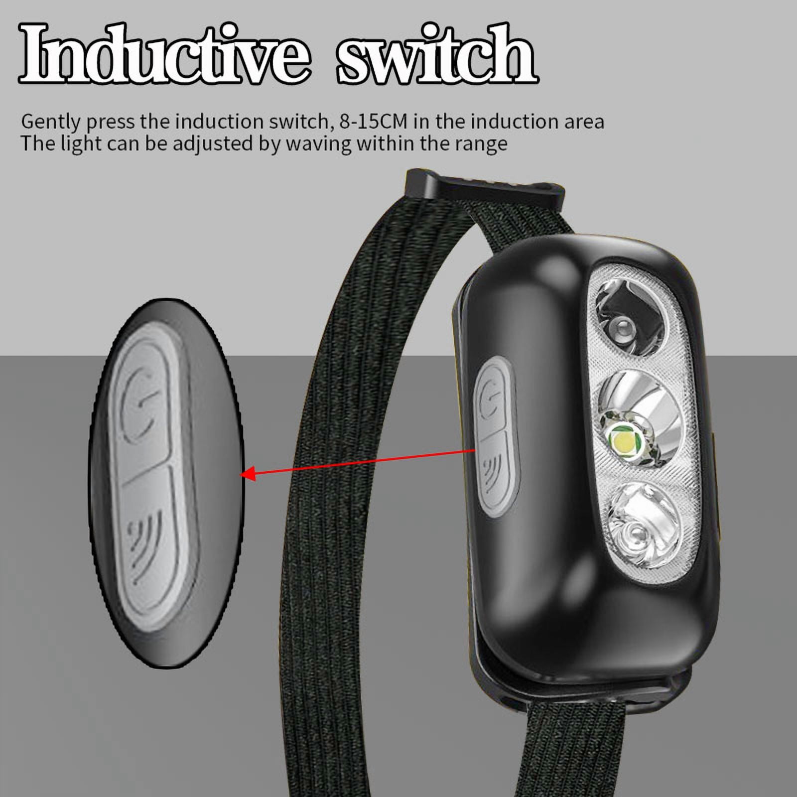 Rechargeable LED Headlamps, high 160Lux, medium 80Lux, low 30Lux Bright with 4 Modes, Adjustable Headband, IPX4 Waterproof, USB Cable Included, for Camping and Hiking
